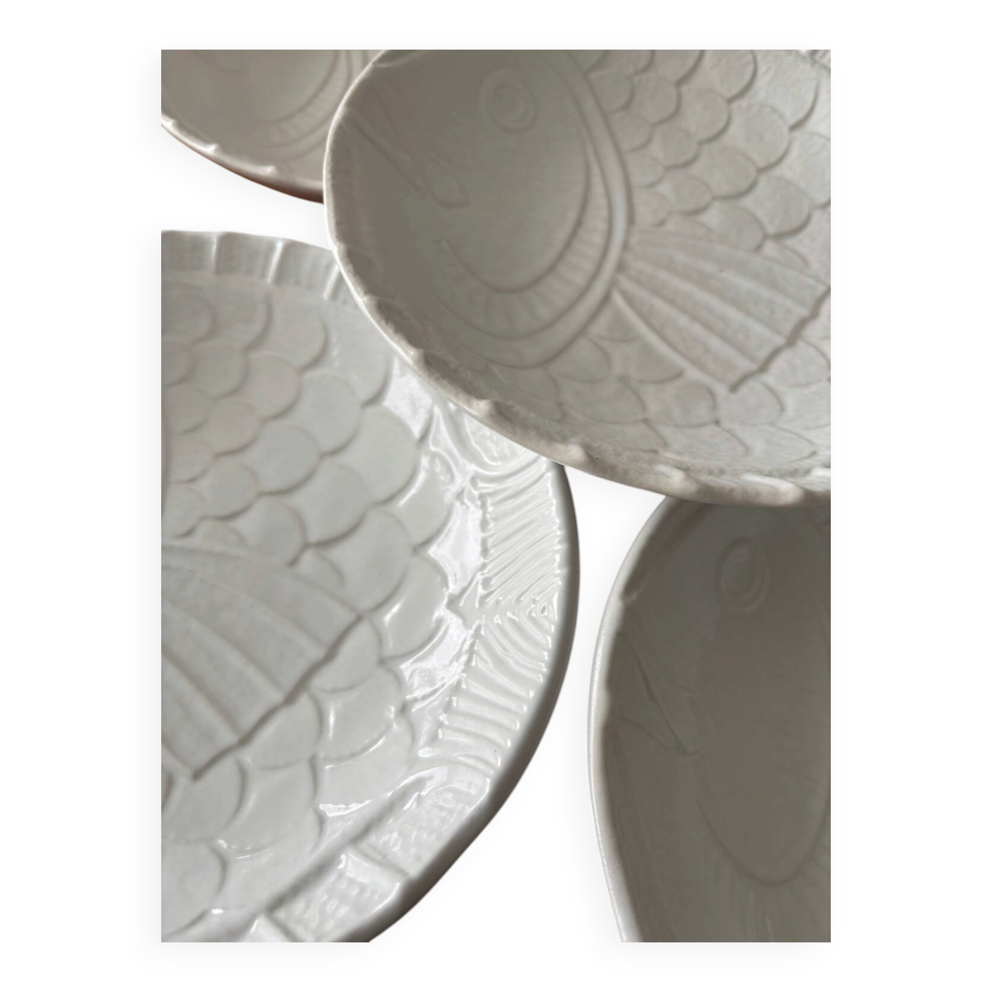 Set of 5 deep fish plates Salins-les-Bains – white earthenware