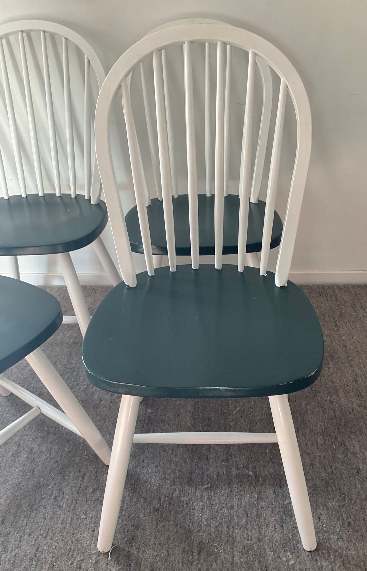 Series of 4 Scandinavian wooden chairs 60s-70s