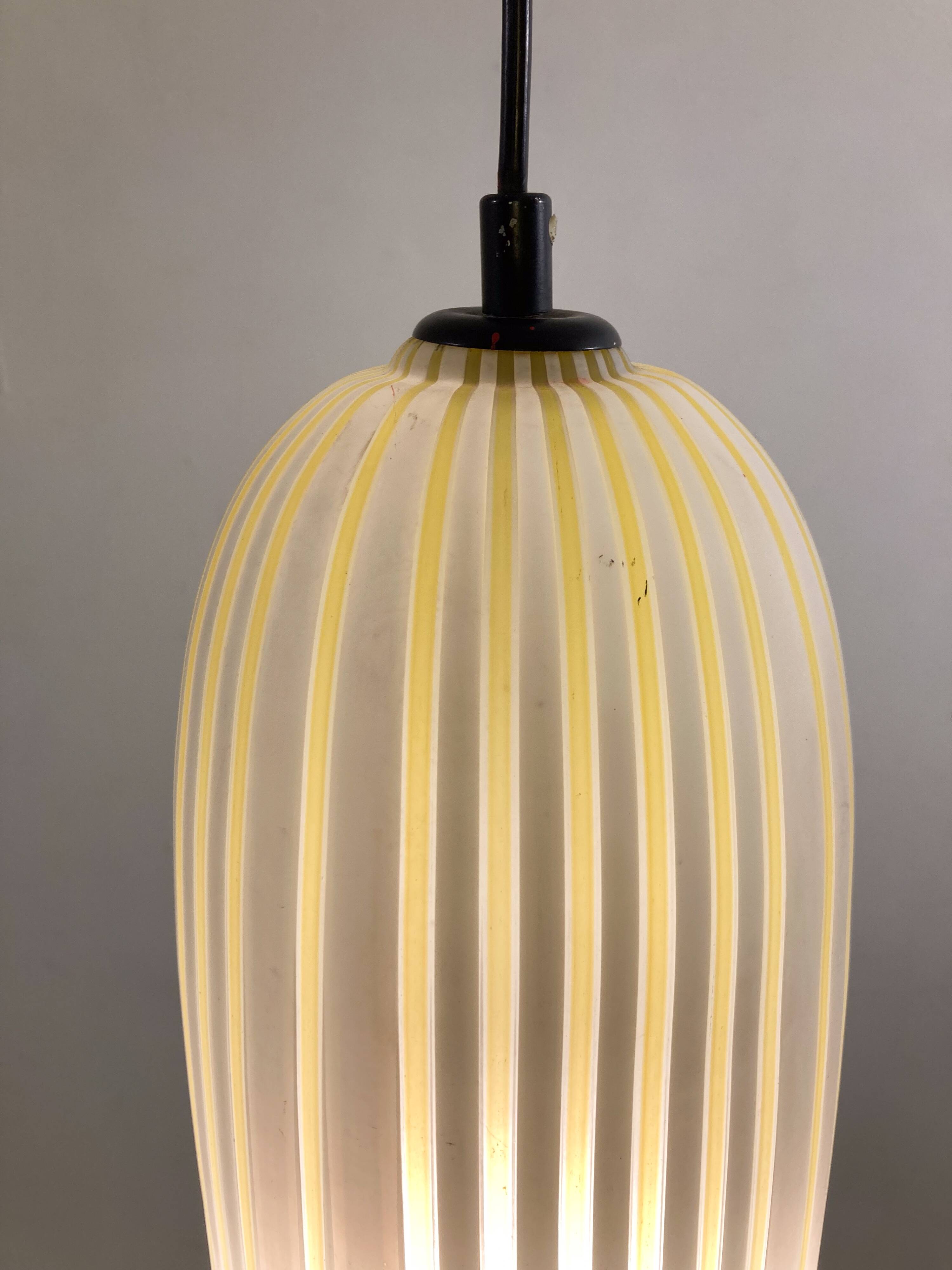 Mid-Century Modern Yellow Glass Pendant Lamp, Italy, 1960s