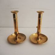 2 antique brass push candle holders