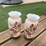 Enamelled opaline vases