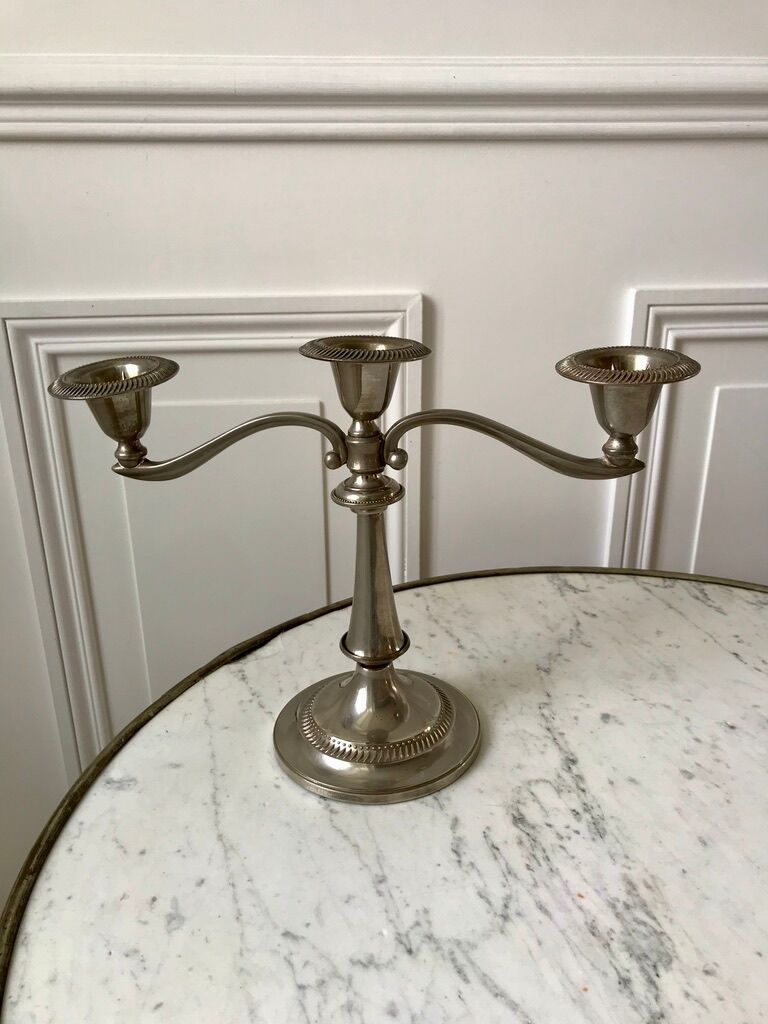 Silver brass chandelier 50s
