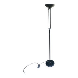 Vintage black dome floor lamp in articulated steel