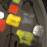 Lacquered Black with Colored Details Ceramic Vide-Poche by Ars Deruta, Ital