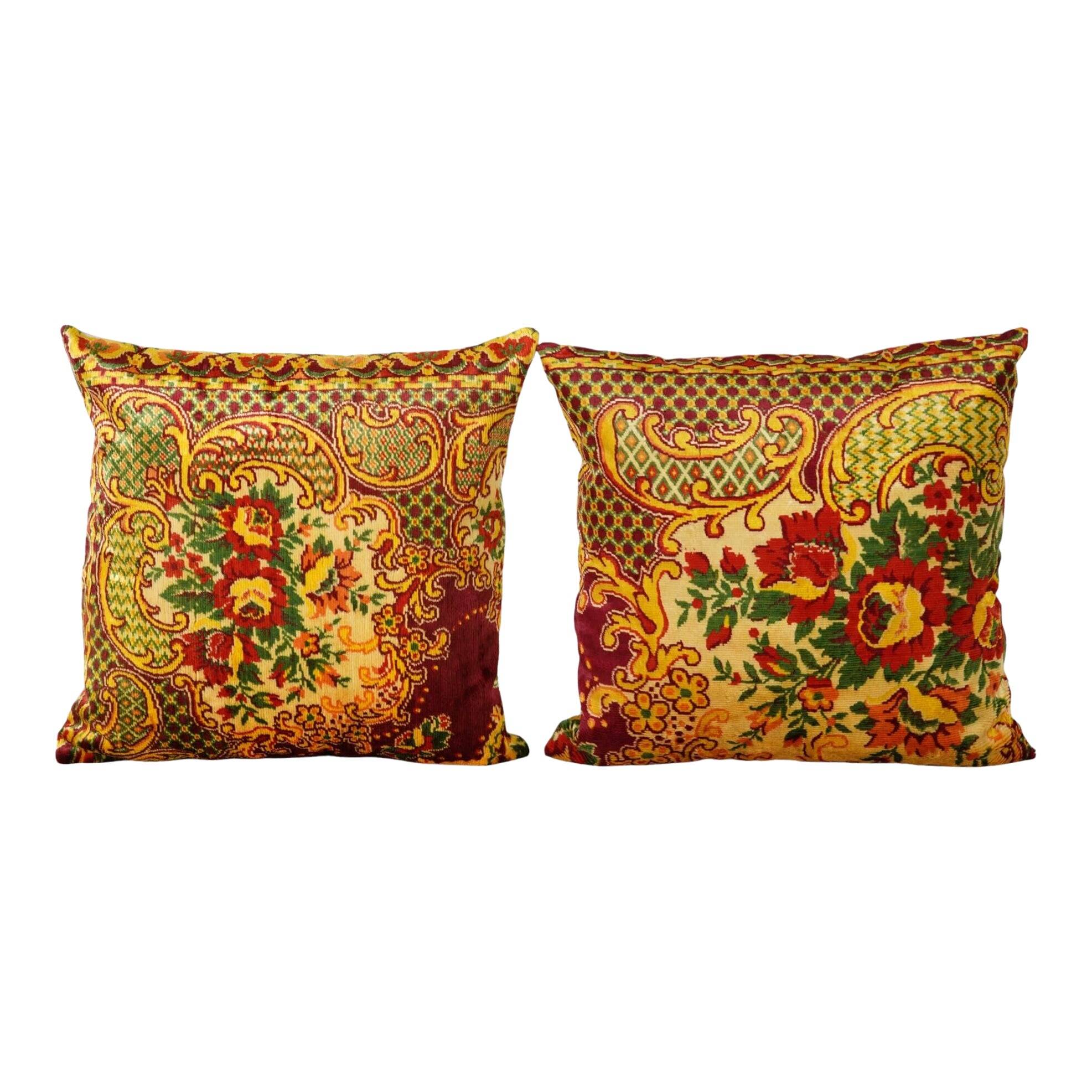 Set of 2 vintage velvet cushion covers 51x51 cm
