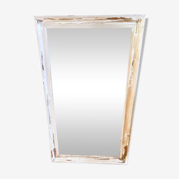 Ancien miroir patiné en bois 98 x 56 cm