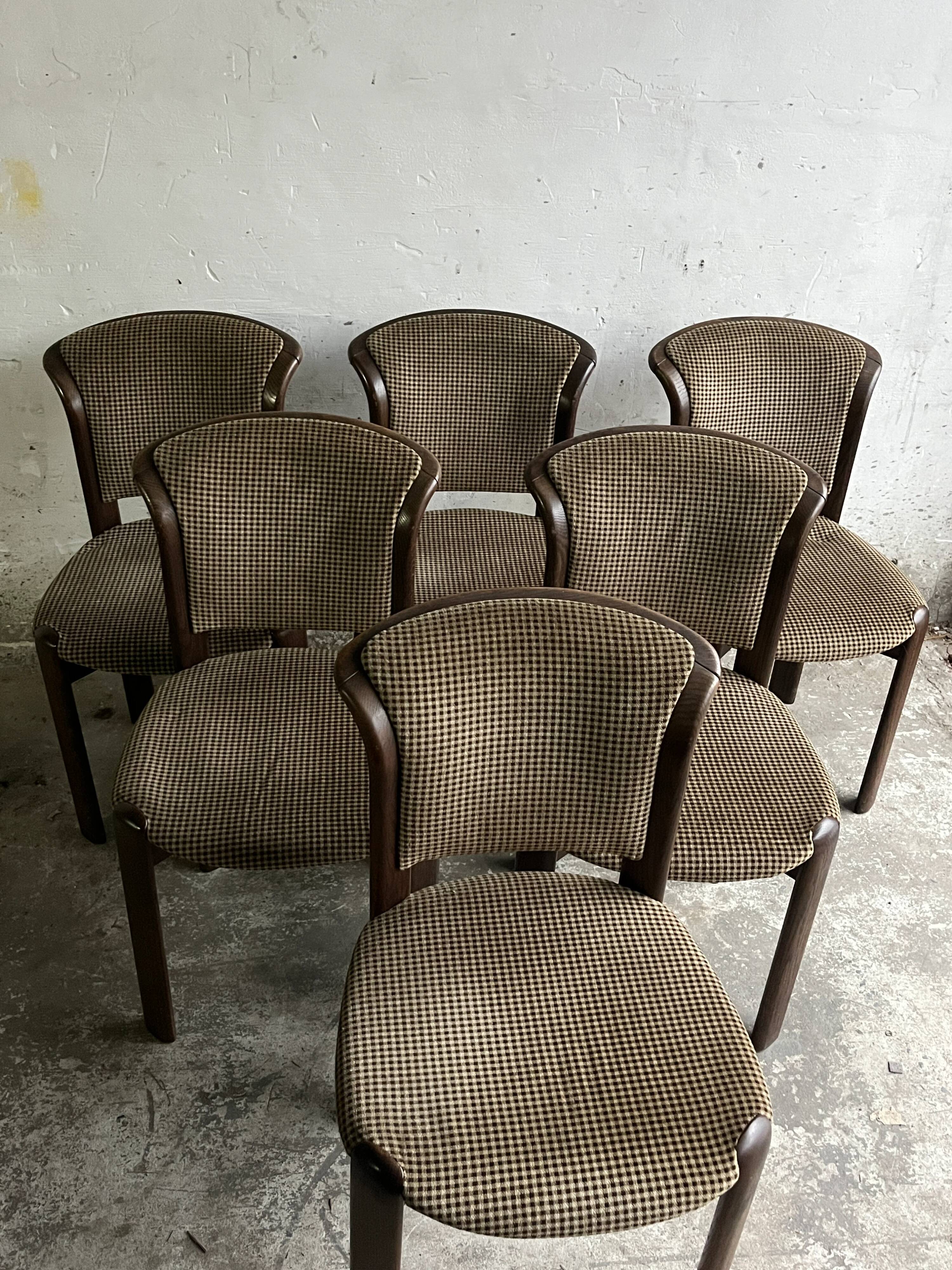 Vintage dining chairs with curved backrest – set of 6