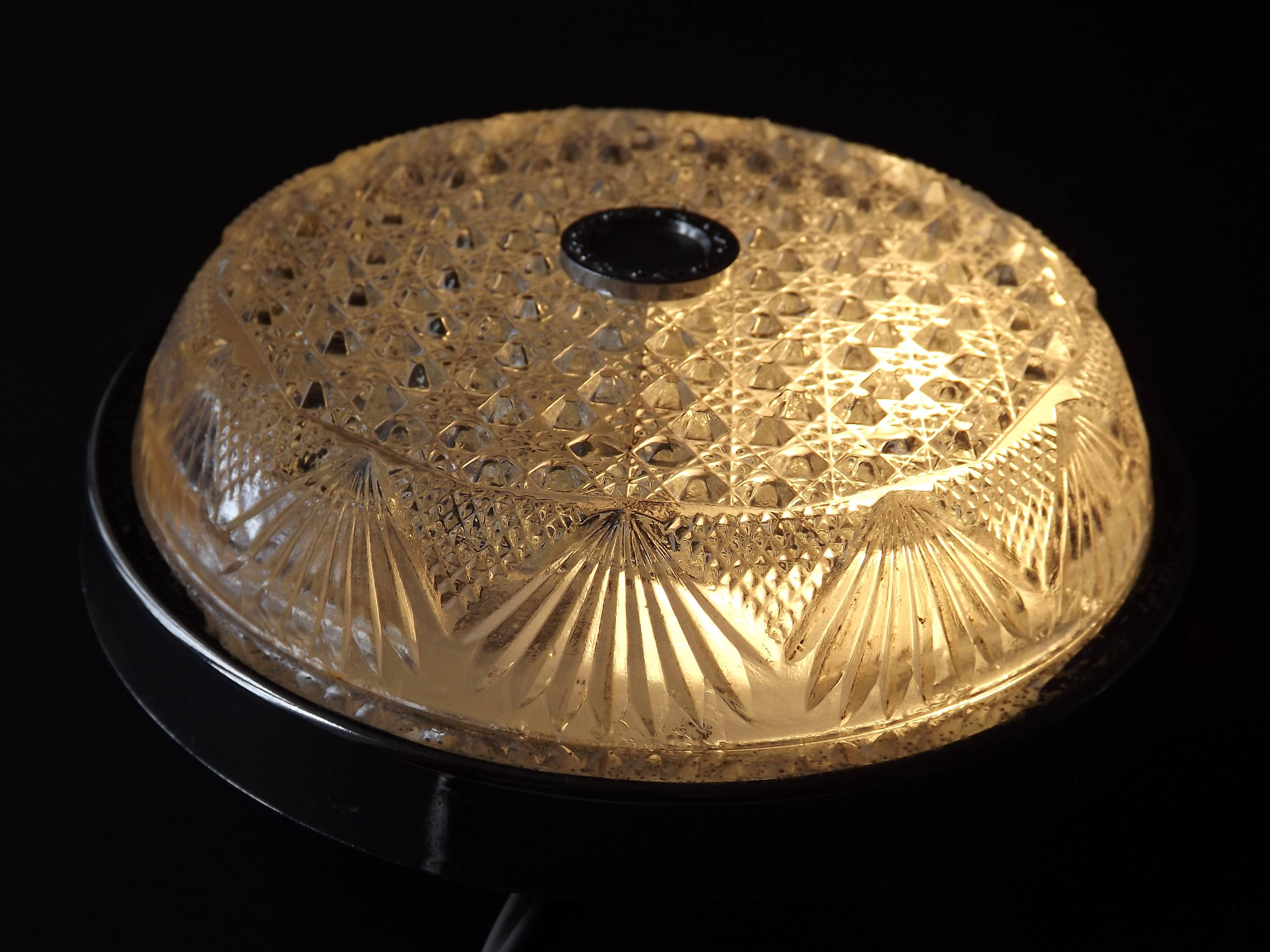 Pair of French Vintage Semi-Flush Cut Glass and Silver Metal Wall Lights