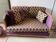 Small 2-seater Art Deco sofa in wood and fabric.