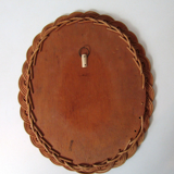 60s braided rattan oval mirror 75x30cm