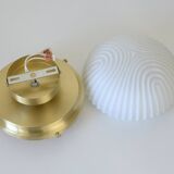 Plafonnier semi-encastré vintage en verre blanc