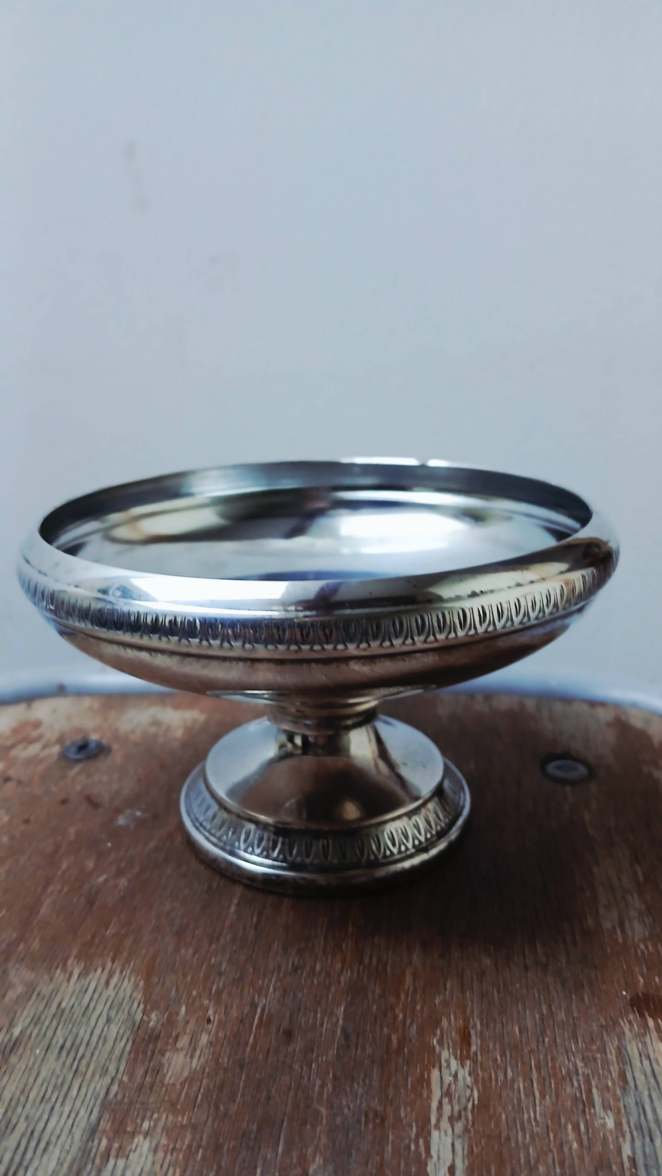 Glass flower arrangement from REIMS on a silver-plated metal stand.