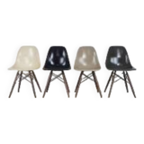Eames Herman Miller DSW side chairs in monochrome - black / grey / greige / parchment