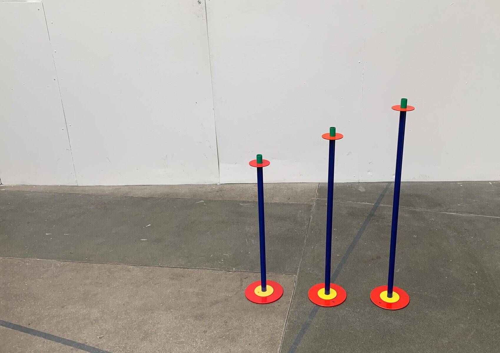 Postmodern German candlesticks by SKS, West Germany, set of 3.