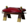 Moroccan stool in the shape of a camel saddle, stained wood, brass and leather, North Africa, 1980.