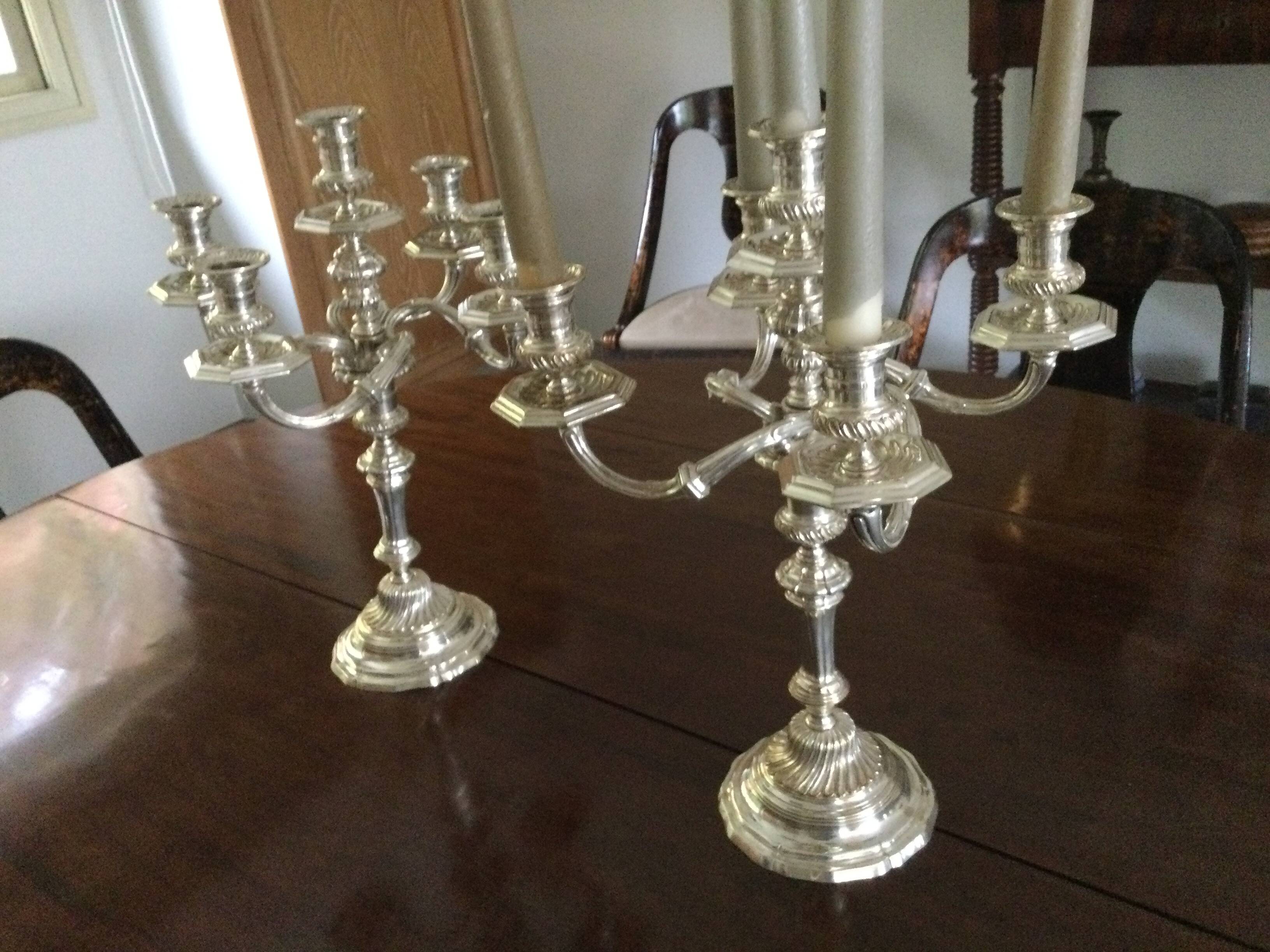 2 old silver bronze candlesticks