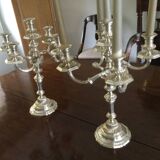 2 chandeliers en bronze argent anciens