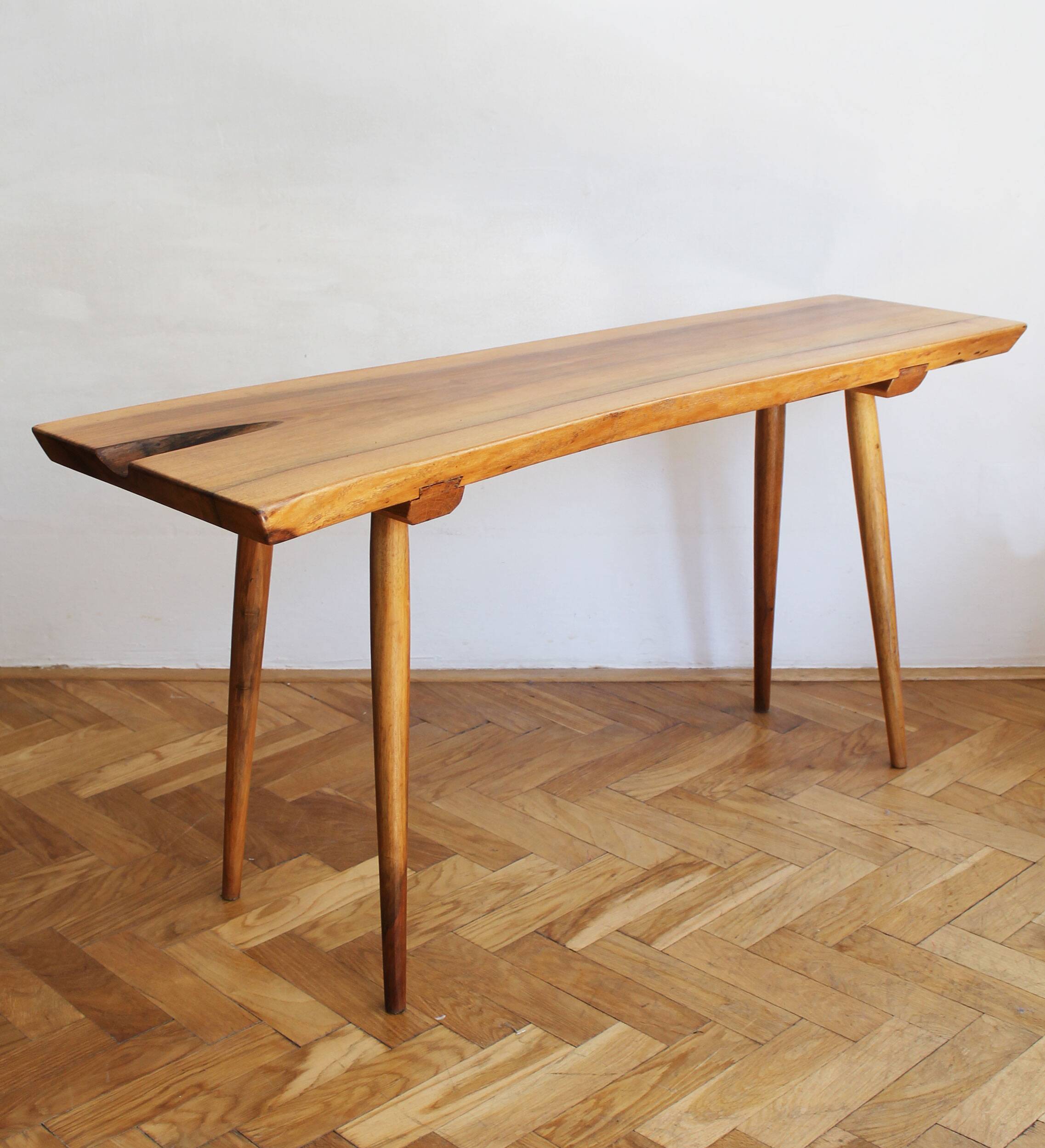 1960s Organic Solid Oak Side Table