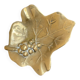Golden brass bowl in the shape of a vintage leaf from the 1960s, organic design.