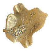 Golden brass bowl in the shape of a vintage leaf from the 1960s, organic design.