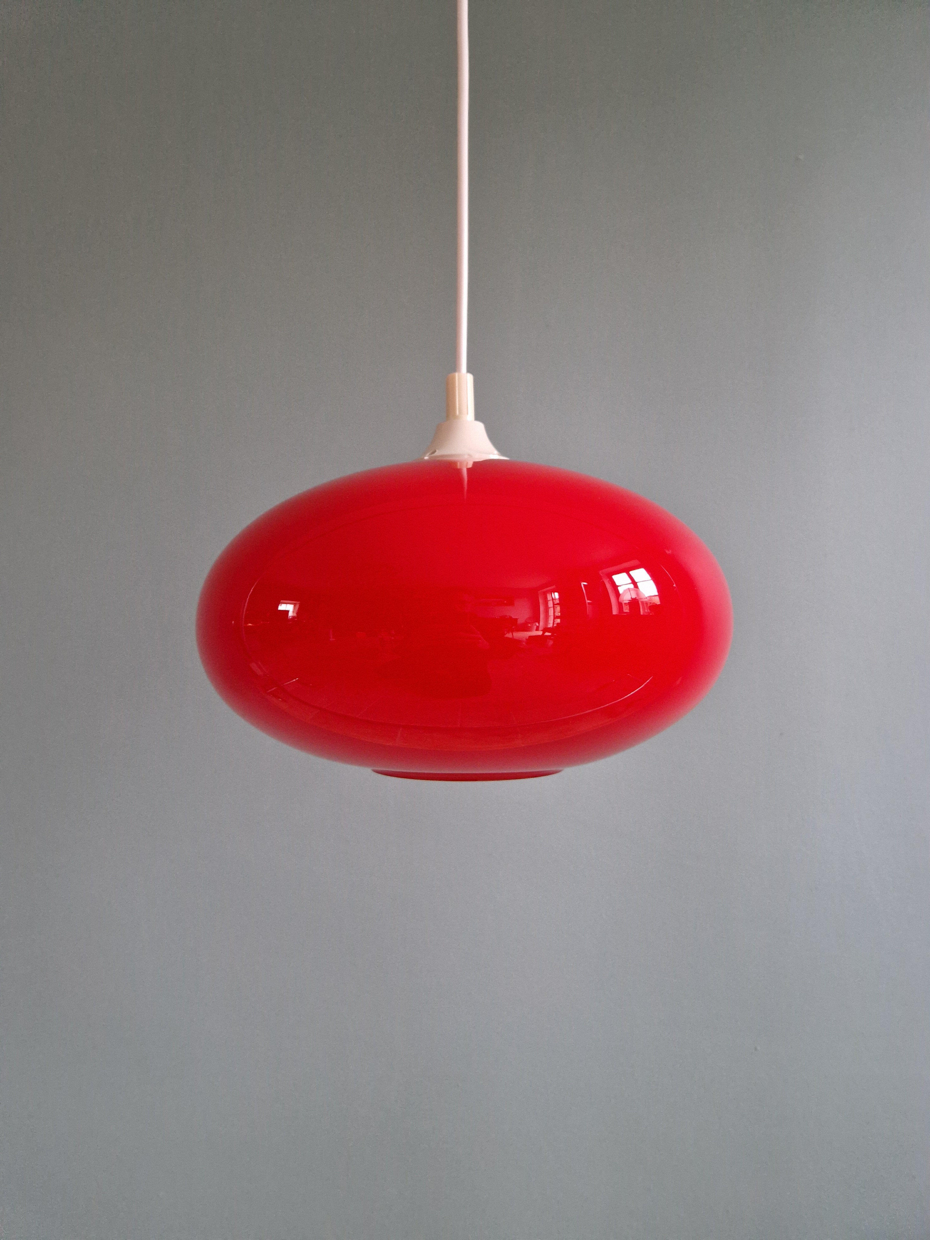 Vintage suspension in red opaline, 1960s-70s.