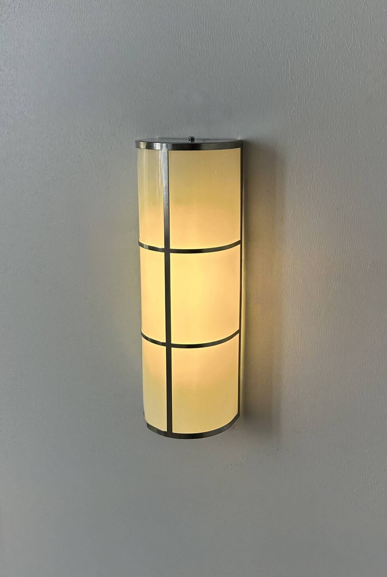 Pair of vintage wall lights, chrome and perspex, France, 1980