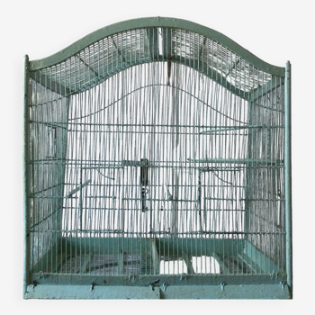 Ancienne cage à oiseaux en bois et métal