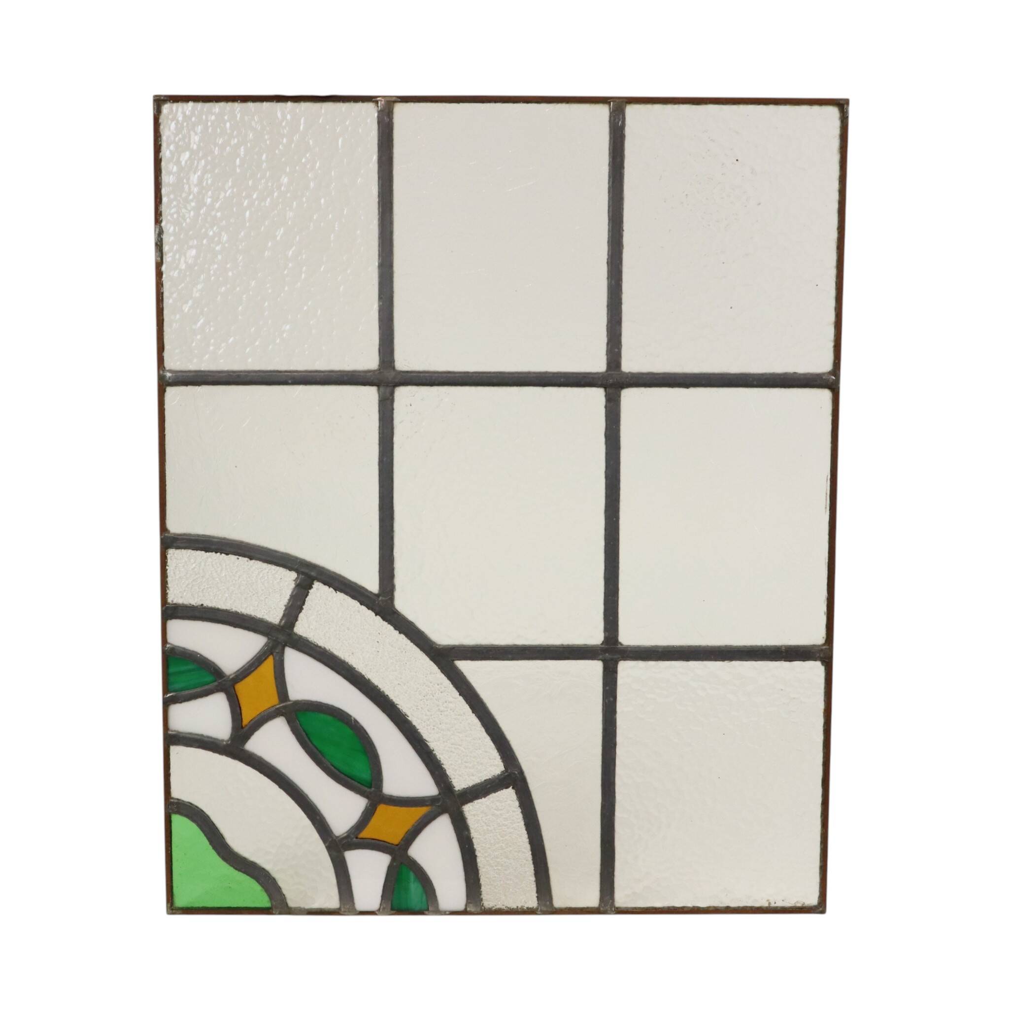 Colorful Art Deco Floral Stained Glass Window 51x42cm