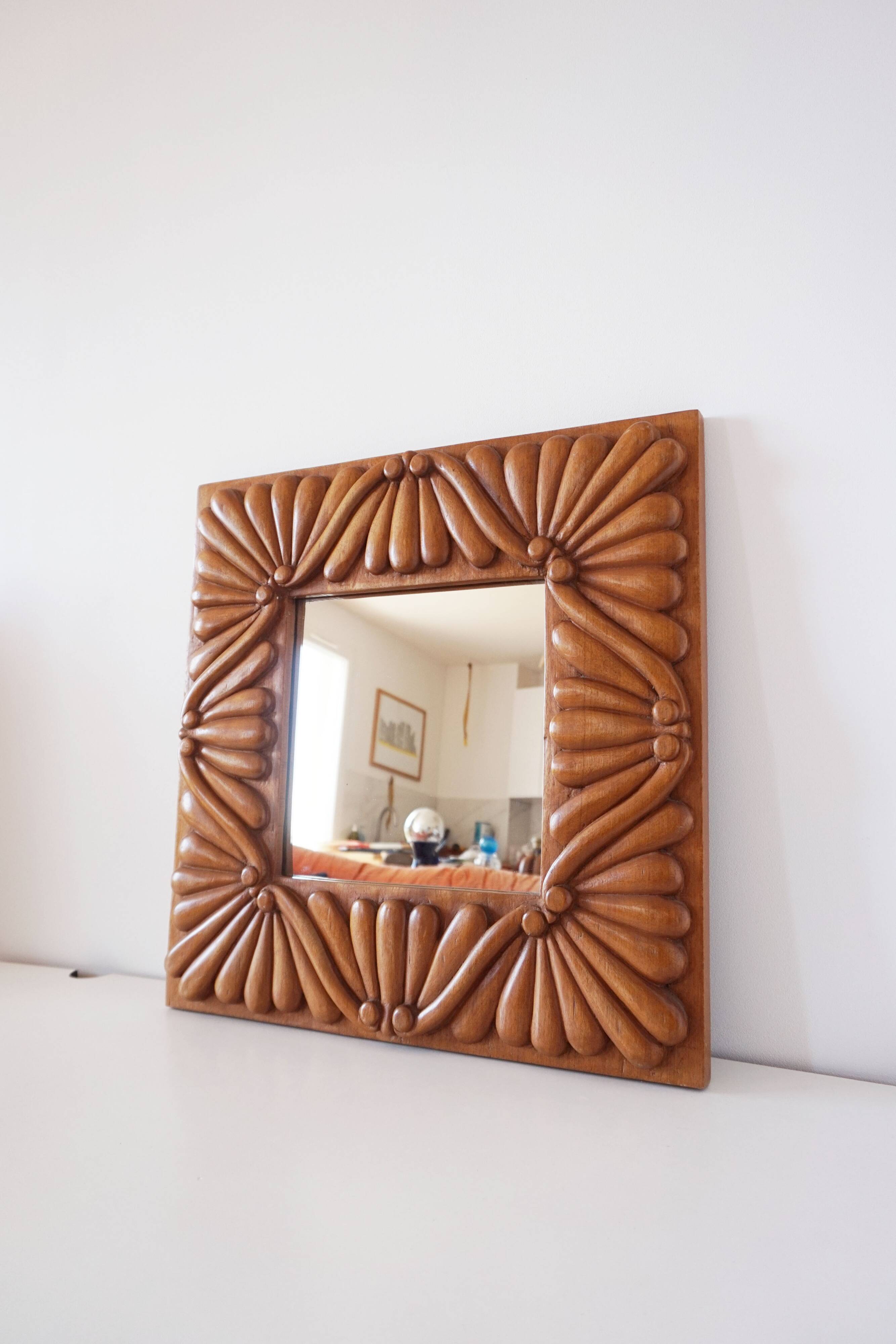 Solid wood mirror 1960