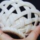 Set of Woven White Mediterranean Ceramics Basket + Bowl