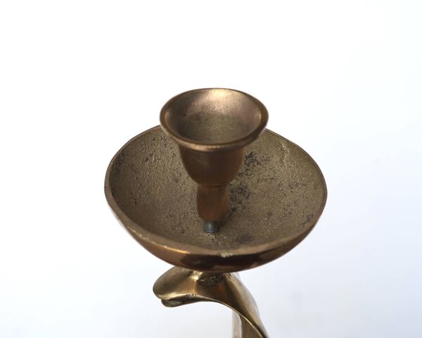 Grand bougeoir mural Cobra en laiton, années 70