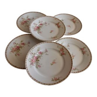 6 assiettes plates entremet porcelaine Limoges