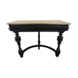 Black console and solid oak wood