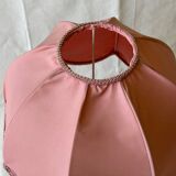 1950s wooden and pink fabric table lamp
