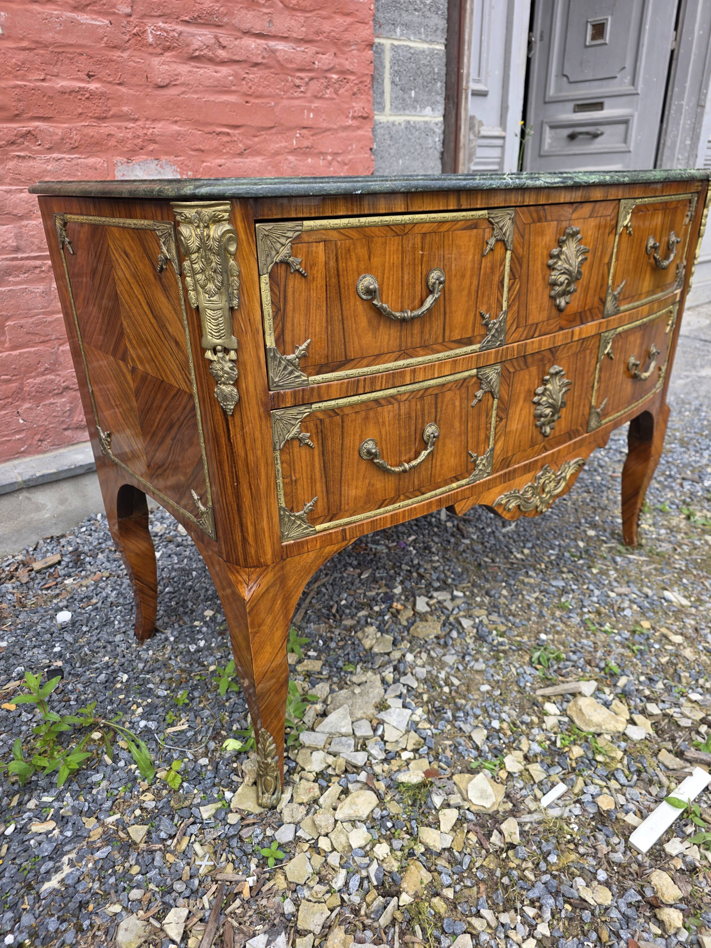 Curved Louis XV style commode in mahogany, mid-20th century.