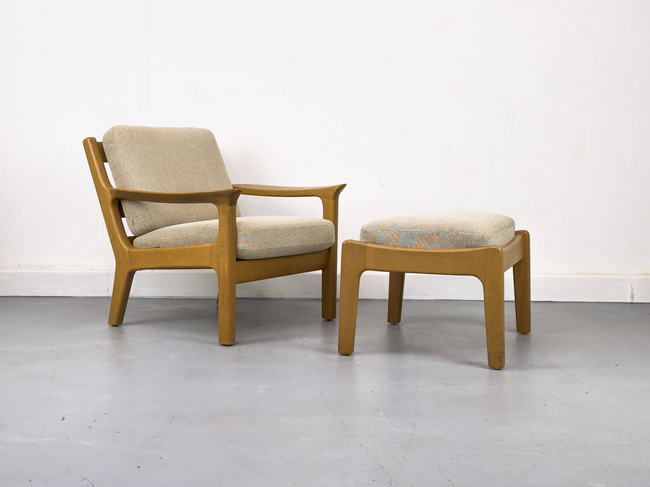 Danish Oak Lounge Chair and Ottoman by Juul Kristensen