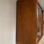 Louis XV style display cabinet, glass doors and chevron panels.