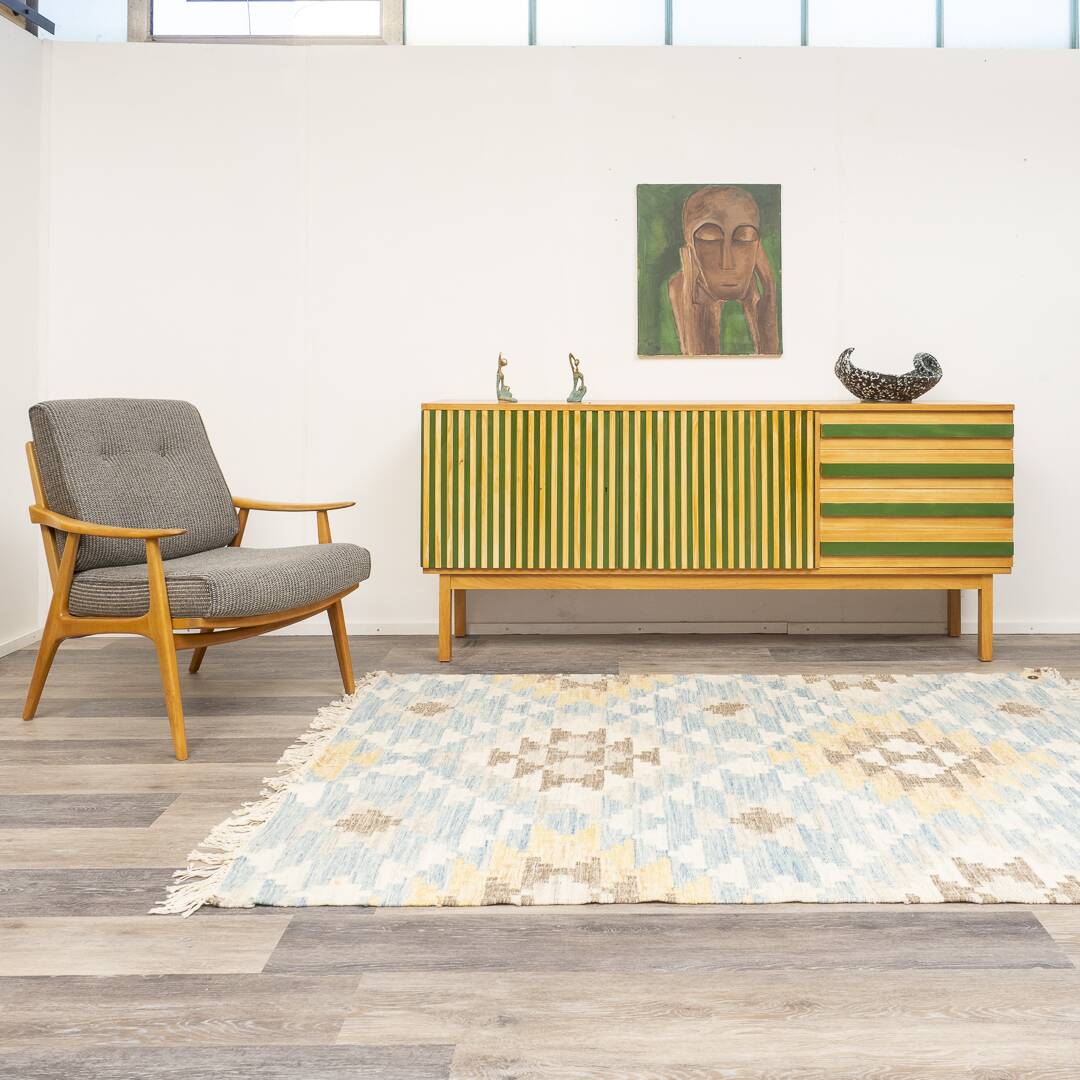 Enfilade des années 60 design scandinave,portes à rainures verte