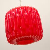 Lustre brutaliste en verre opalin de Karel Wolf pour Osvětlovací sklo, années 1970