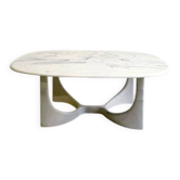 Table basse en Marmorino vintage avec base sculpturale, style danois moderne 1991