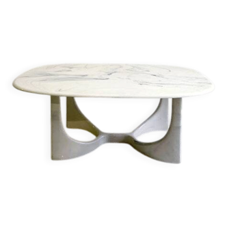 Vintage Marmorino coffee table with sculptural base, Danish modern style 1991