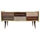 Buffet italien en bois massif et verre coloré de style mid-century modern
