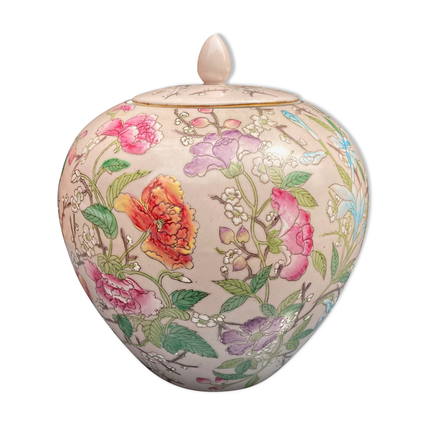Pot couvert asiatique en émaux cloisonné