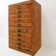 Industrial workshop furniture in pine with 10 drawers, circa 1940.