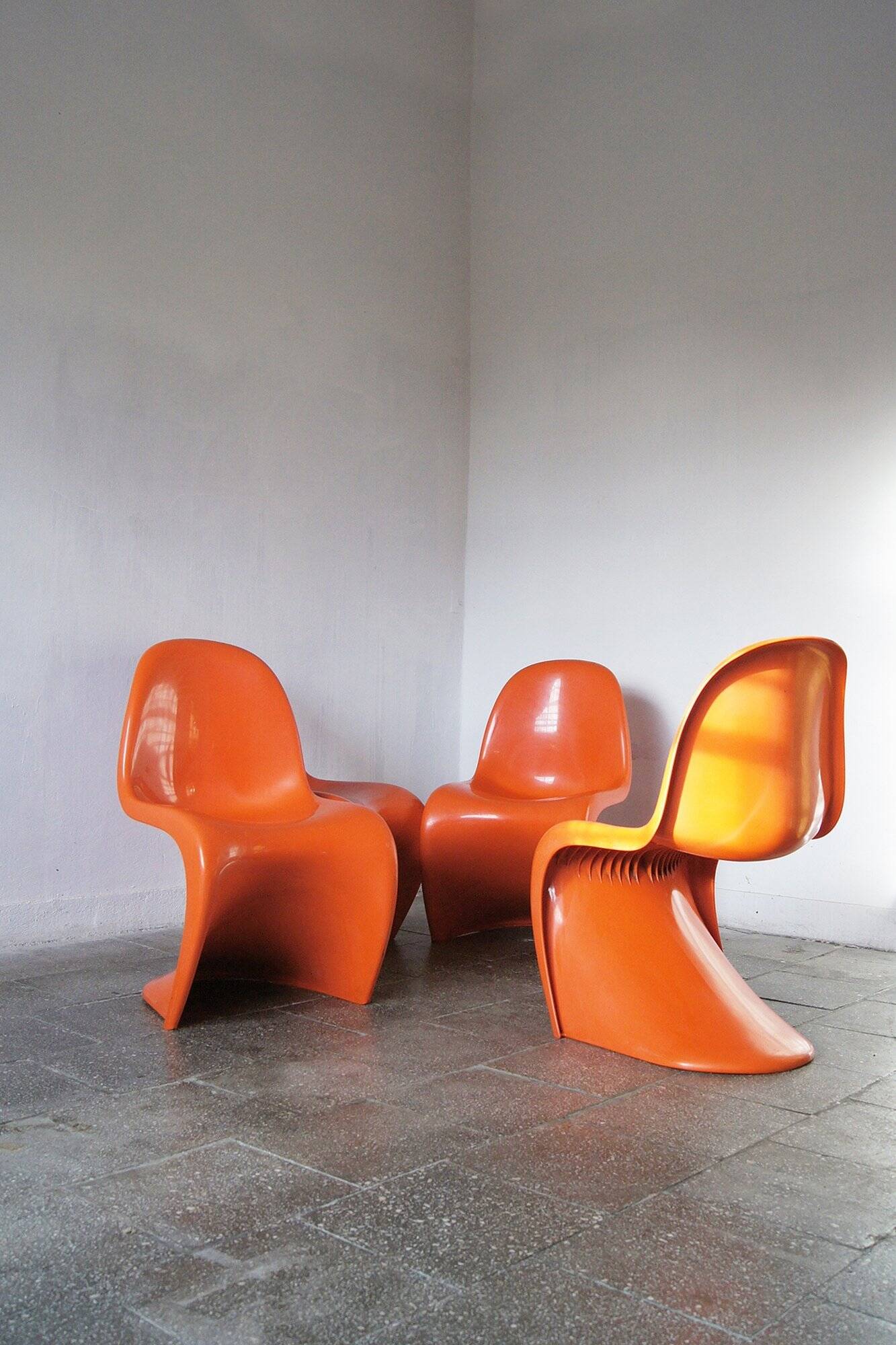 Chaises Panton orange par Verner Panton pour Herman Miller, années 1970, lot de 4