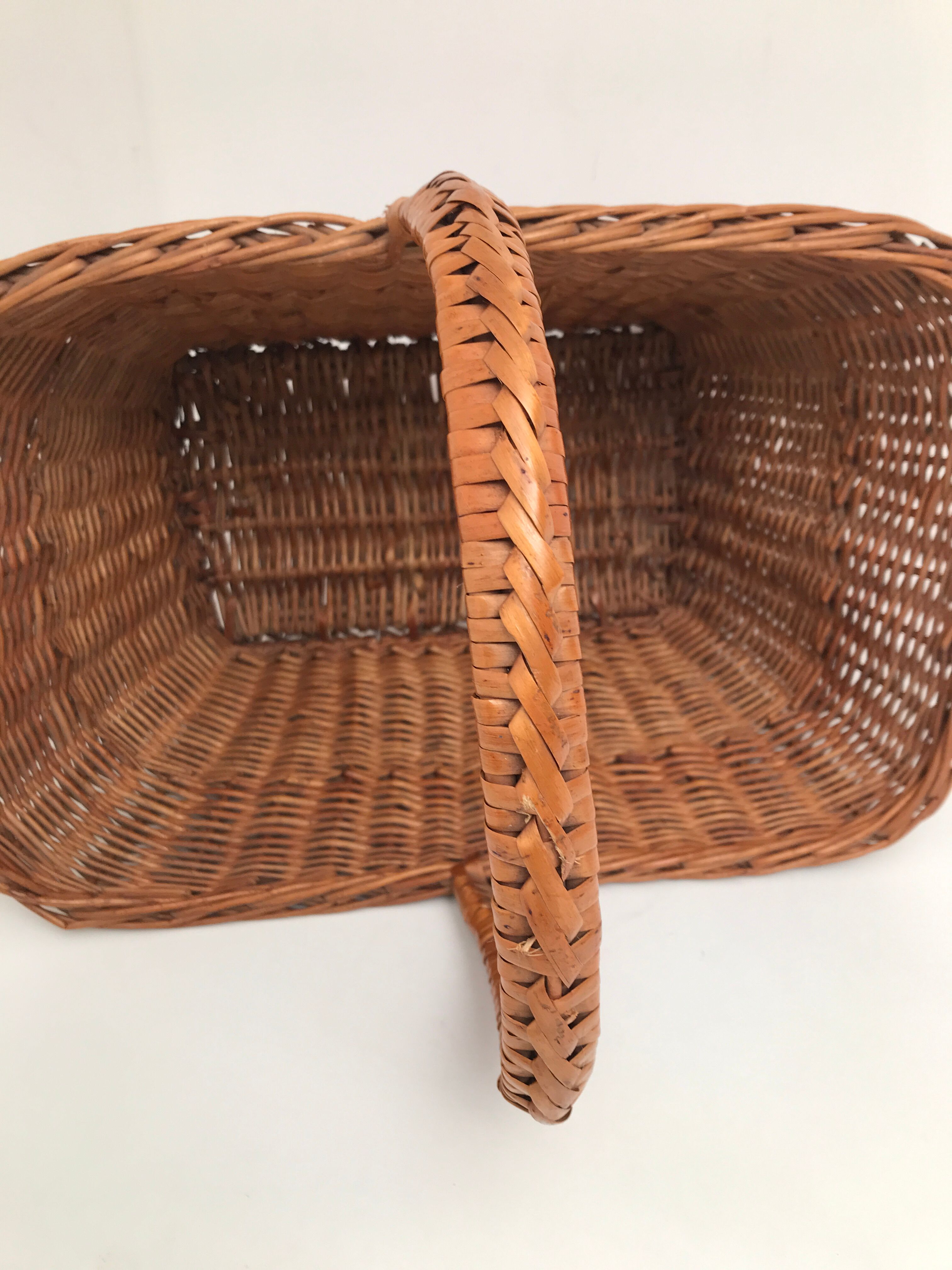 Vintage rattan wicker market basket