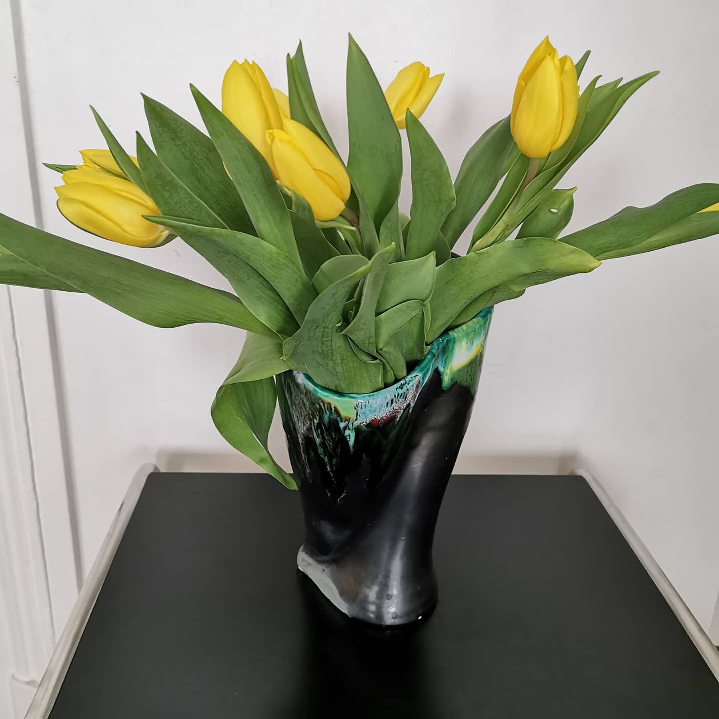 Glossy black Vallauris vase