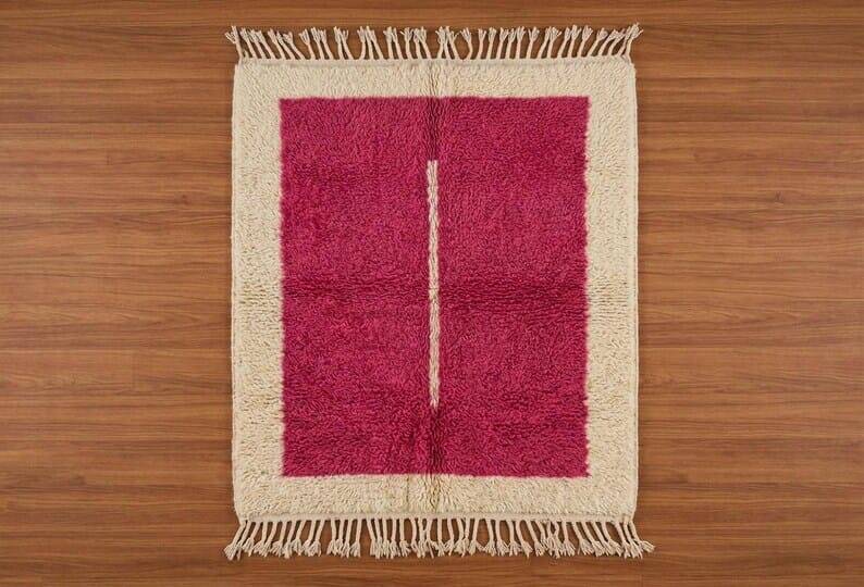 Handmade traditional pure wool rug 2/3 m