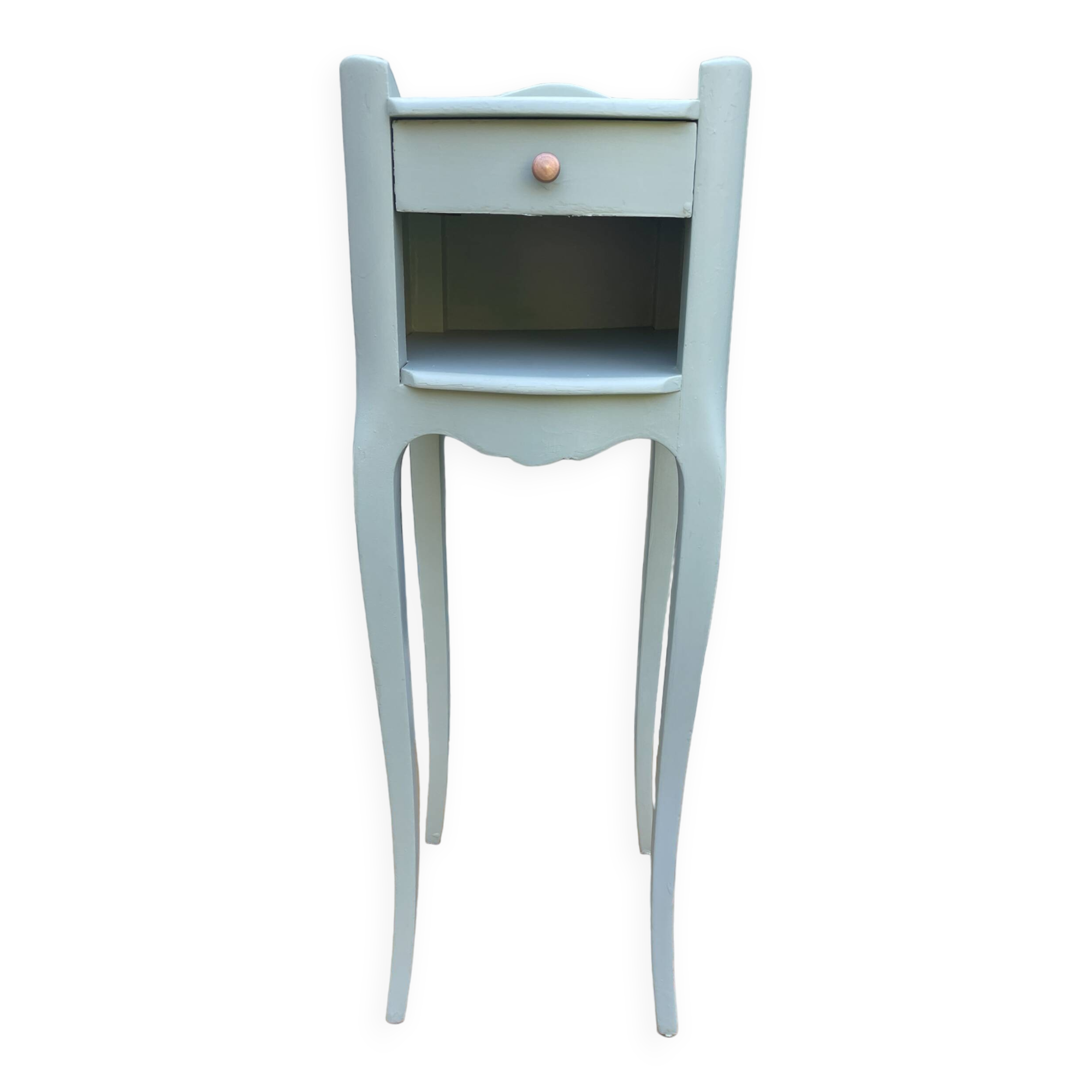 Table de Chevet en Merisier avec Poignées en Laiton et Pieds Cabriole