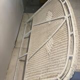 Vintage headboard in woven white rattan